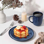 Herogo 18 Pieces Stoneware Dinnerware Sets Service for 6, Dinner Plates and Bowls Sets, Double Reactive Glaze Dishes Set for Kitchen, Scratch Resistant, Microwave & Dishwasher Safe, Starry Blue