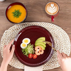 GBHOME Dinnerware Sets for 4, 12 Pieces Stoneware Plates and Bowls Sets, Scratch Resistant Ceramic Dishes, Dishwasher & Microwave Safe, Reactive Glaze-Burgundy