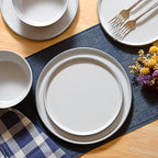 Melamine Dinnerware Sets,Plate and Bowl Set for 4,12 Pcs Dish Set with Lipped Edges,Lightweight and Reusable Dishware Sets for Camping,Dishwasher Safe,Good for Housewarming(Navy Blue,Gray)