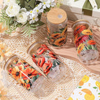 Mumufy 4 Pack Oil Flower Themed Gifts for Women Cute Glass Cup Tumbler Flower Iced Coffee Mugs 16 oz Glass with Bamboo Lid & Straw, Christmas Mothers Day Birthday Gift for Mom Sister Bridesmaid