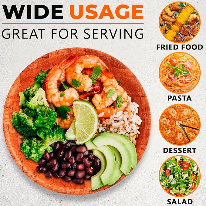 6 Pack Wooden Salad Bowls - 8"Wx2"H Holiday Wooden Salad Bowl Set for Pasta, Fruit or Side Dishes, Glossy & Easy to Clean Surface, for Party Dinners, Brunches, Weddings, Great Mothers Day Table Decor