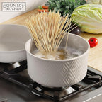 Country Kitchen Cookware Set with Removable Handle, Oven & RV Safe Pots and Pans Set, Cream Rhombus, Original