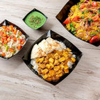 Restaurantware Moderna 64 Ounce Fancy Plastic Bowls 10 Square Disposable Salad Bowls - Durable Heavy-duty Black Plastic Bowls For Warm And Cold Foods