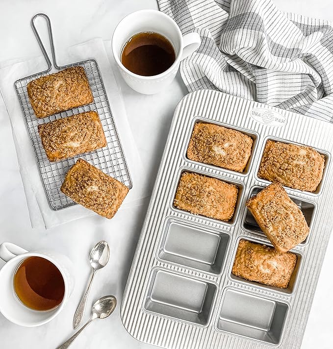 USA Pan Bakeware Nonstick Mini Loaf Pan, 8-Well