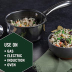 HexClad Hybrid Nonstick 3-Quart Saucepan with Tempered Glass Lid, Stay-Cool Handle, Dishwasher-Friendly, Oven-Safe Up to 900°F, Induction Ready, Compatible with All Cooktops