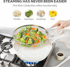 ZUKA 10 in 1 Ceramic Pan by Granitestone, Large 12 Inch Saute Pan with Lid Serves as Deep Frying Pan Set with Steamer, Everyday Skillet, Non Toxic Ceramic Nonstick, Induction Oven & Dishwasher Safe