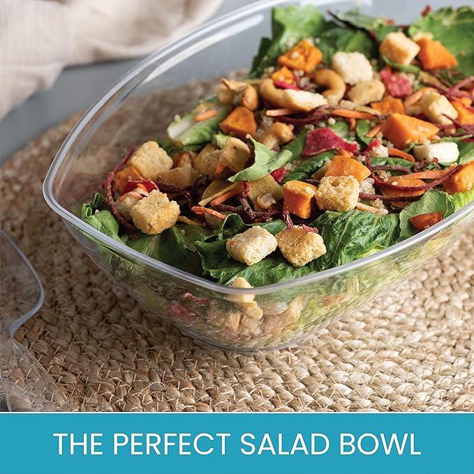PLASTICPRO Disposable Oval Serving Bowls, Party Snack or Salad Bowl, 72-Ounce, Plastic (4, Clear)