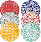 vancasso Ceramic Dinner Plates Set of 6, Large Vintage Plates 10.25 Inch Set of 6 for Kitchen, Porcelain Colorful Plates for Kitchen, Microwave Oven Dishwasher Safe, Vintage Gift, Muted