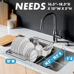 Simple Houseware Large Over Sink Counter Top Stainless Steel Dish Drainer Drying Rack with Utensil Holder, Chrome