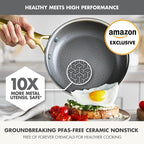 GreenPan Hybrid 9.5” & 11” Nonstick Stainless Steel Frying Pan Set, APEX Tri-Ply Thermobond PFAS-Free Ceramic Skillets, Induction & All Cooktop Compatible, Oven Temp to 850°F, Dishwasher Safe, Gold