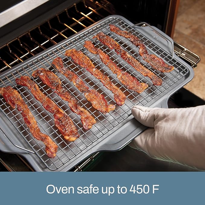 All-Clad Pro-Release Nonstick Bakeware Set 2 Piece Oven Safe 450F Half Sheet, Cookie Sheet, Muffin Pan, Cooling & Baking Rack, Round Cake Pan, Loaf Pan, Baking Pan Grey