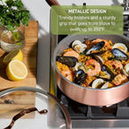 T-fal Preserve Ceramic, Non stick Cookware Set 13-Piece, Oven & Broiler Safe up to 350°F, Includes Stockpot, Saucepans, Frying Pans, Protectors, Pots and Pans, Rose Gold
