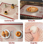 Silicone Baking Pastry Dough Mat - Non Slip Rolling Mat with Measurement Guides, Thick Reusable Kneading Board for Bread, Pizza, Cookies, Fondant, Nonstick Baking Sheet for Kitchen Counter, 20x28inch