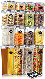 KICHLY Airtight Food Storage Containers With Lids (16 Pack) - Pantry Organizers - Pantry Storage - For Cereal & More