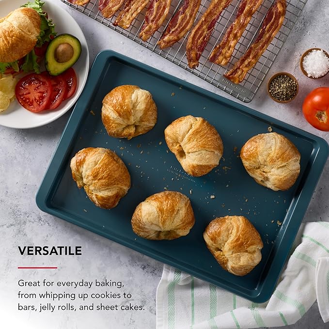 KitchenAid Nonstick Swiss Engineered Aluminized Steel Baking Sheet, Dishwasher Safe, Agave, 13x18 Inch
