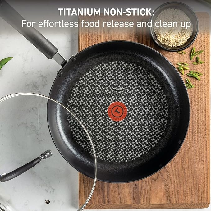 T-Fal Ultimate Hard Anodized Nonstick Fry Pan With Lid 12 Inch, Oven Broiler Safe 400F, Lid Safe 350F, Cookware, Pots and Pans, Kitchen Frying Pans, Skillets, Home, Dishwasher Safe, Onyx