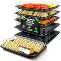 25 Pack Catering Trays with Lids – 17" Serving Tray with Lid, Heavy Duty Recyclable Plastic Party Platters for Catering, Buffet, Picnics & Events – Food Tray with Clear Lid (17.72 x 12.20 x 2.95 inch)