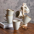 MONITO 17 OZ Coffee Mugs Set of 4, Large Ceramic Blue Coffee Mugs Set with handle for Tea/Latte/Milk/Cocoa, Funny Tea Cups for Office and Home, Engagement Gifts. (Gray-yellow)
