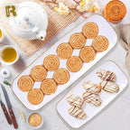R-kay 4 Pack Plastic Serving Trays - White & Gold - 17 x 6.5 in - Heavy Duty Dessert Trays - Rectangular Party Platters