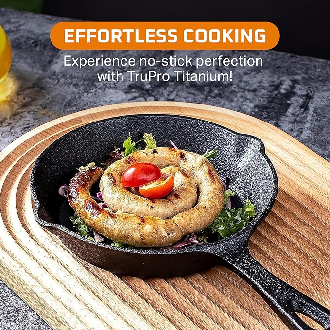 Bruntmor Cast Iron Frying Pan Set of 4-6x4 Inch Black Pre-Seasoned Skillets with Heat-Resistant Silicone - Mini Cast Iron Skillet Set for Stovetop, Oven, and Grill (Pack of 2)