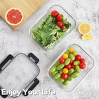 HOMBERKING 24pc Borosilicate Glass Food Storage Containers with Lids, Glass Meal Prep Containers with Leak Proof Snap Lock, Airtight Bento Lunch Boxes, Kitchen Storage (12 lids & 12 Containers)-Black