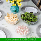 PLASTICPRO Disposable Round Crystal Clear Serving Bowls, Party Snack or Salad Bowl, Plastic Chip Dish, Candy Dish (4, 48 OUNCE)