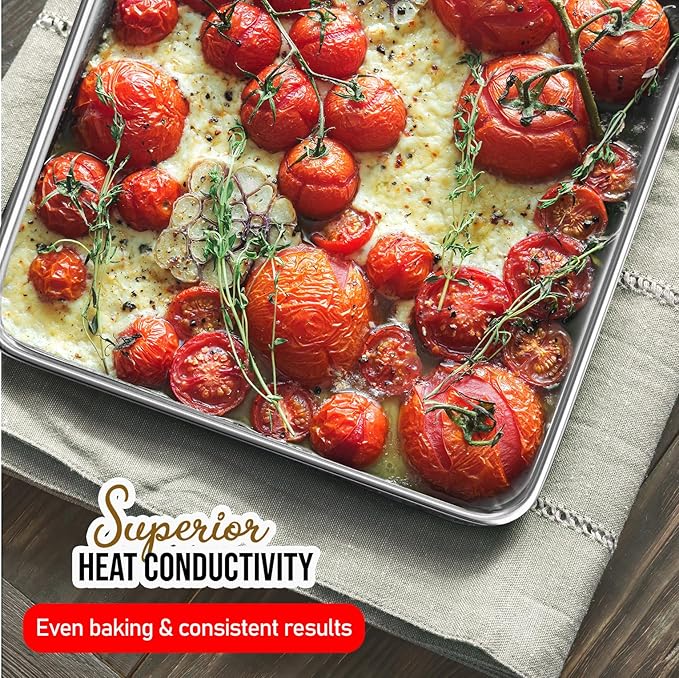 Eatex Aluminum Baking Sheet Set, 12 Pack Cookie Sheet Set, 21” x 15” Large Baking Pan Set, Cookie Sheets for Baking Nonstick, Baking Pans Set, Steel Baking Sheets for Oven, Big Sheet Pans for Baking