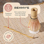 Rehny’s Matcha Whisk Set | Complete Pink Matcha Set w/Heart-Shaped Bowl, Bamboo Whisk, Holder, Stainless Steel Sifter, Bamboo Scoop | Cute Gift Present Macha Kit Handmade Bowl | Macha Powder Tea Kit