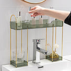 YCIA&DONE Bathroom Countertop Organizer Over The Faucet, Narrow Counter Organizers Above Sink, Table Mounted Faucet Sink Shelf for Kitchen, Toilet, Laundry(Vintage Green)