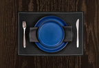 Stone Lain Albie Stoneware 16-Piece Modern Dinnerware Set, Kitchen Plates and Bowls Sets, Service for 4, Blue and Black, Microwave & Dishwasher Safe