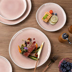 AmorArc Ceramic Dinnerware Sets,Handmade Reactive Glaze Stoneware Plates and Bowls Sets,Highly Scratch Resistant | Dishwasher & Microwave Safe Dishes Set,Service for 4 (12pc)