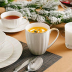 BTaT- White Coffee Mugs with Gold Rim, Set of 12, 12oz, Porcelain Coffee Mugs for Coffee Mug Set