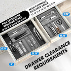 Simple Houseware Expandable Kitchen Drawer Flatware Organizer, Black/Gray