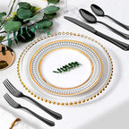 Herogo 40-Piece Black Silverware Set with Scalloped Edge, Stainless Steel Flatware Cutlery Set for 8, Modern Tableware Eating Utensils, Dishwasher Safe, Mirror Polished
