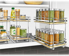 LYNK PROFESSIONAL® Élite™ Pull Out Spice Rack Organizer for Inside Kitchen Cabinets - 6-3/8 inch Wide - Slide Out Drawer – Wood/Chrome Sliding Spice Organization for cabinet - Spice Racks - 2 Tier