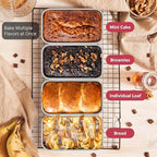 E-far Mini Loaf Pan Set of 4, Small Stainless Steel Bread Baking Pans for Oven, 6.3 x 3.5 Inch Tiny Meatloaf Pans for Homemade Bread Pound Cake Brownies, Non-toxic & Dishwasher Safe