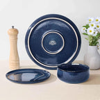 Herogo Dinnerware Sets with Pasta Bowls for 4, 16 Piece Dinner Salad Plates and Cereal Serving Bowls, Stoneware Dishes Dinner Ware for Home Kitchen, Dishwasher & Microwave Safe, Starry Blue