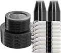DaYammi 210PCS Black Glitter Plastic Dinnerware Set for 30 Guests, Fancy Disposable Plates for Party, Include: 30 Dinner Plates, 30 Dessert Plates, 30 Pre Rolled Napkins and 30 Cups