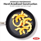 OXO Enhanced 8" Frying Pan Skillet,PFAS-Free Ceramic Nonstick,Durable Hard Anodized Cookware,Scratch Resistant,Stainless Steel Handle,Good Grips,Dishwasher Safe,Oven safe,Black,(Pack of 4)