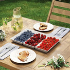 Lifewit Serving Tray Divided for Party Supplies, 12 PCS 15" x 10" Plastic Platters for Serving Food, White Reusable Tray for Veggie, Snack, Fruit, Cookies, Desserts in Kitchen/Pantry