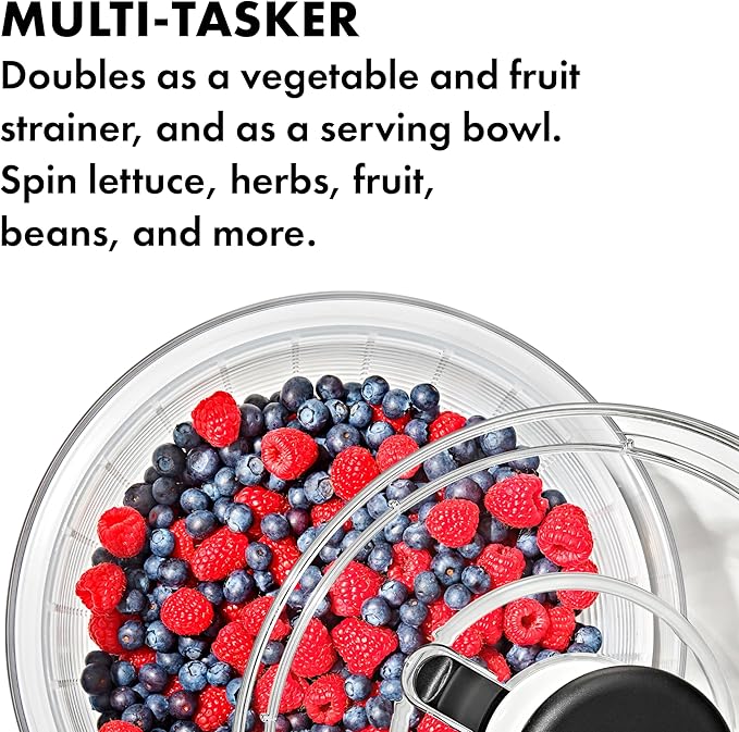 OXO Good Grips Salad Spinner | Lettuce Spinner | Fruit Washer | Fruit Washing Bowl with Strainer | Vegetable Cleaner | Salad Cleaner | Lettuce Washer | 6.22 Quart Capacity (Pack of 4)