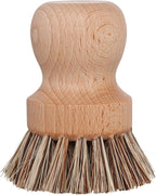 Redecker Pot Brush, Union Fibre, 2-Pack Heavy Duty Scrub Brushes for Pots, Cast Iron & Baked-On Residue, Beechwood, 2.6-Inch Round, Made in Germany
