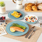 AELS Melamine Dinnerware Set of 18 Pcs, Dinner Dishes Set for Indoor and Outdoor Use, Melamine Plates and Bowls Set for 6, Dishwasher Safe, Lightweight Unbreakable, BPA Free, Green