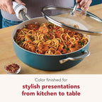 KitchenAid Hard Anodized Ceramic Induction Nonstick Cookware Saute Pan/Jumbo Cooker with Lid and Helper Handle, Dishwasher Safe, 5 Quart Non Stick Sauteuse with Stainless Steel Handles - Agave Blue