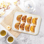 R-kay 3 Pack Plastic Serving Trays for Party - White and Gold Tray 8 by 11 in Heavy Duty Dessert Food Rectangular Premium Platters