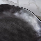 Ceramic Bowls Set of 2, Handcrafted Ceramic Plates Set | 10" Oval Serving Dishes Bowls | Large Serving Bowl Wide Shallow Bowl for Pasta, Salad, Cereal, Soup & Microwave & Dishwasher Safe, Matte Black