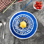 Melamine Dinnerware Set - 12 Pcs Dinner Dishes Set for 4, Plates and Bowls Set for Indoor & Outdoor Use- Dishwasher Safe, Unbreakable, Blue