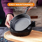Bruntmor Cast Iron Frying Pan Set of 4-6x4 Inch Black Pre-Seasoned Skillets with Heat-Resistant Silicone - Mini Cast Iron Skillet Set for Stovetop, Oven, and Grill (Pack of 2)