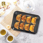 3 Pack Black Plastic Serving Trays for Party - Black Serving Tray 8 x 11 Inch - Heavy Duty Dessert Trays for Food - Rectangular Party Serving Trays for Entertaining
