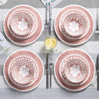Melamine Dinnerware Sets - 12 Pcs Plates and Bowls Set,Unbreakable Dinner Dishes Set for 4,Lightweight, Dishwasher Safe, BPA Free,Indoor Outdoor use, Pink